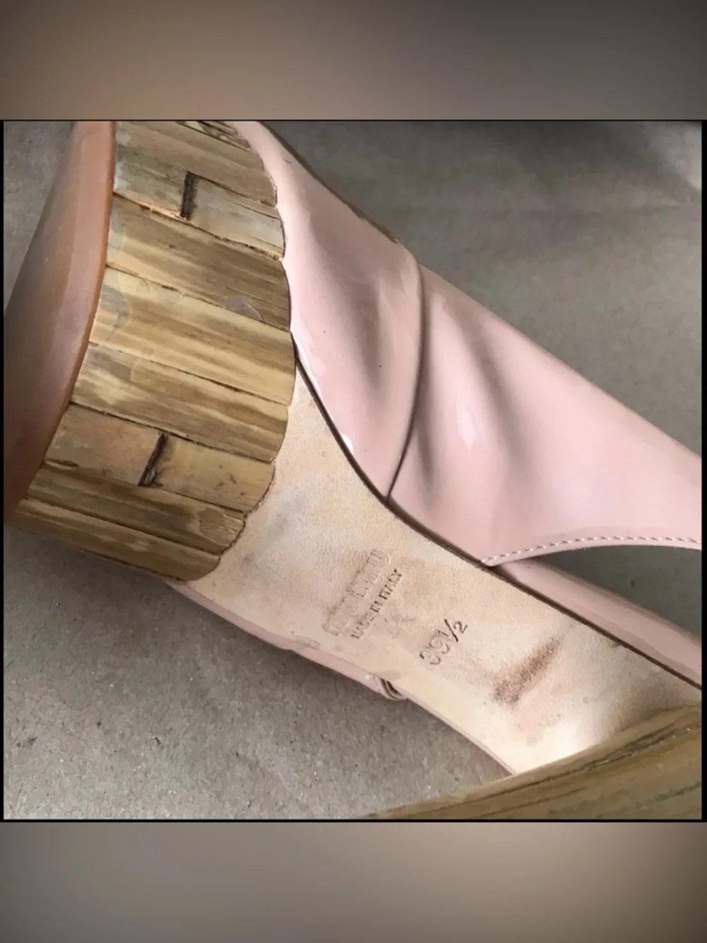 Miu Miu Blush Pink Patent Leather Peep-Toe Slingback Heels